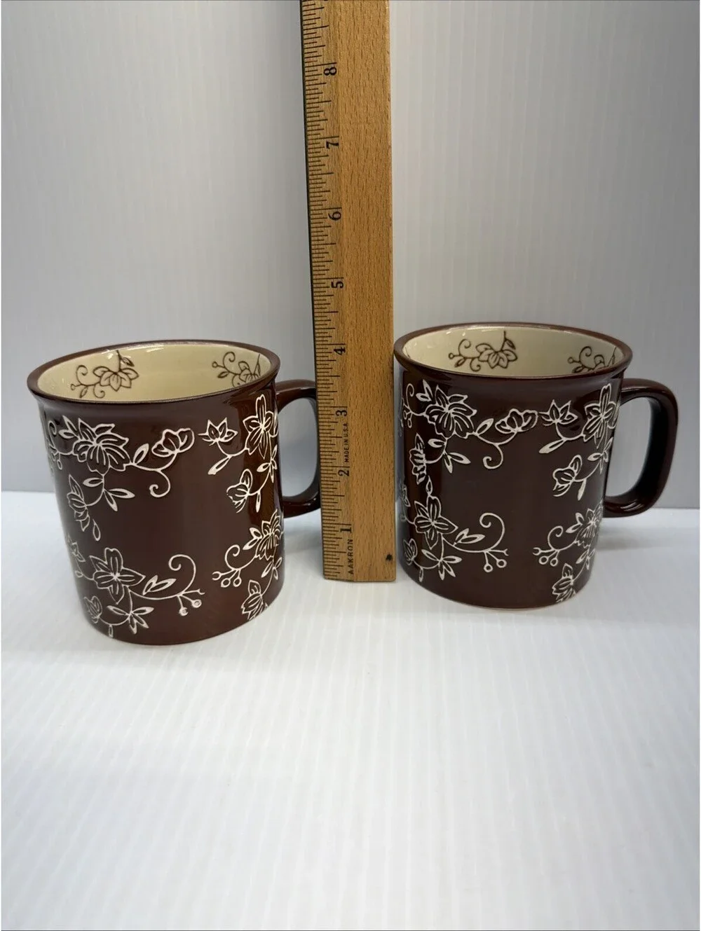 Temptations by Tea/Coffee Tara Mugs (Set of 2) 14 Oz Floral Lace Chocolate